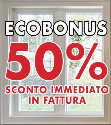 Testo: "Ecobonus 50% sconto immediato in fattura."