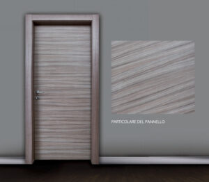 Porta in legno con dettaglio del pannello.