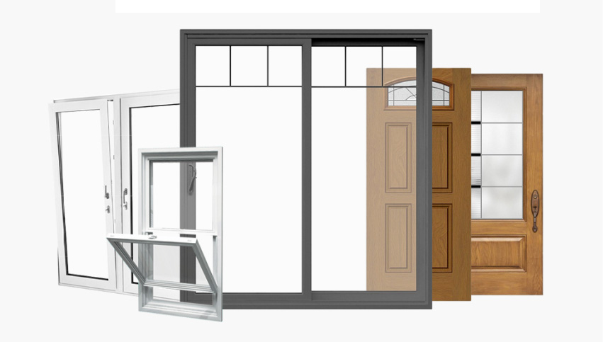 Finestre e porte di vari stili e materiali.